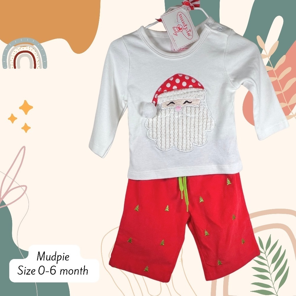 Mudpie size 0-6 month two piece Christmas set